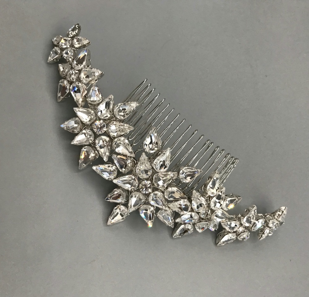 Silver Stars bridal tiara, side tiara headband.