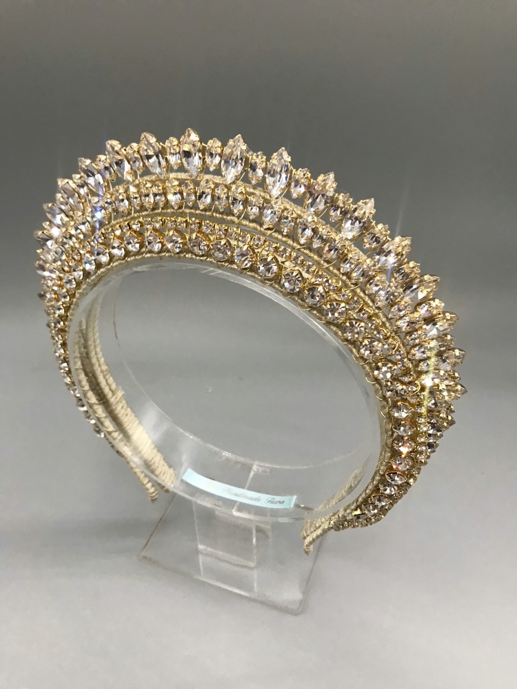 Gold Bridal Crown Headband - Diana