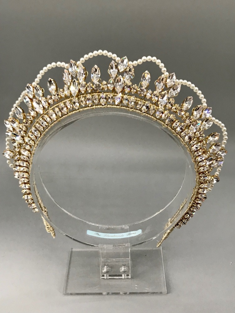 Gold Bridal Crown Headband - Victoria