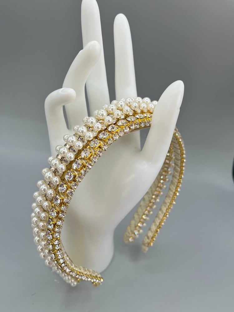 Gold Stacking Pearl Headband, as seen on wedding ideas