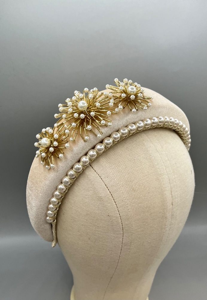 Padded headband with Golden flowers
