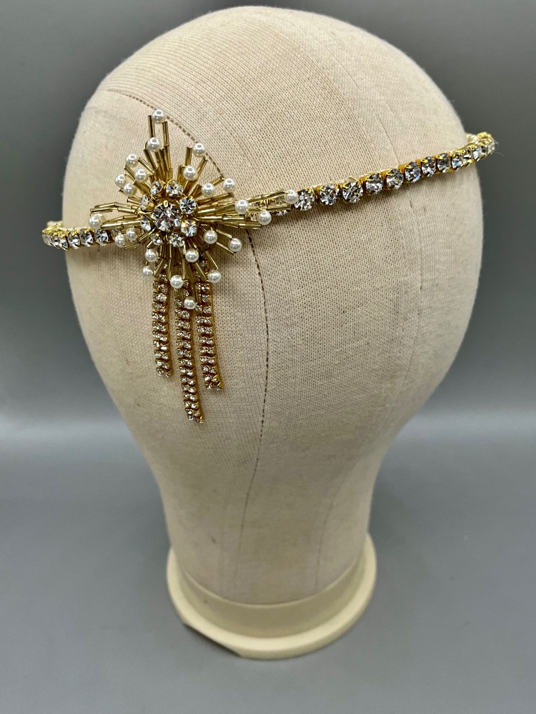 Padded headband with Golden flowers