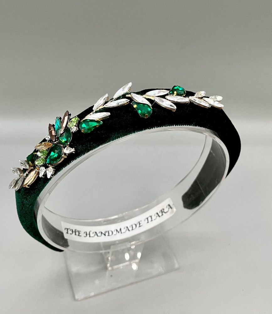 Emerald Green and Silver stars jewelled headband