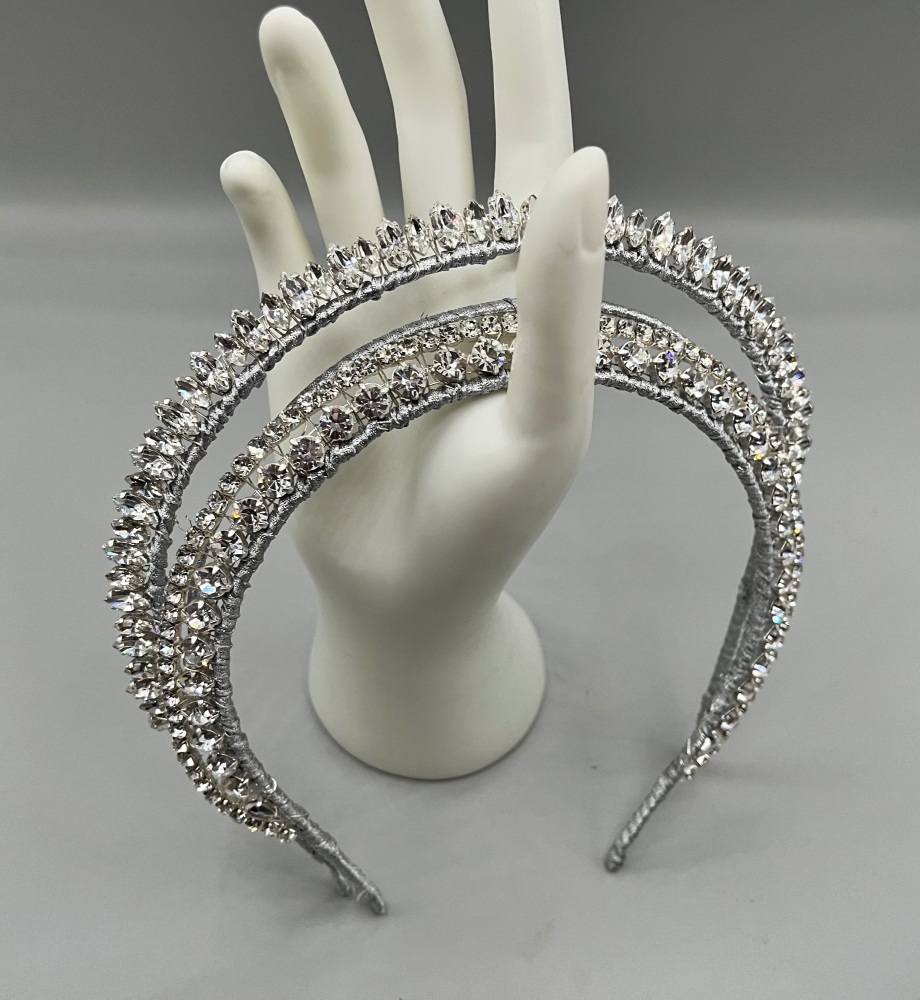 Crystal Bridal Crown Headband - Diana Mini Silver