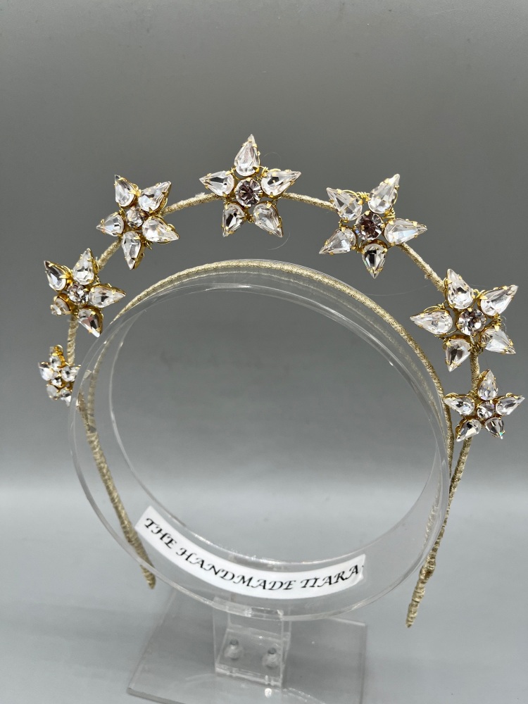 Silver Stars bridal tiara, halo crown.
