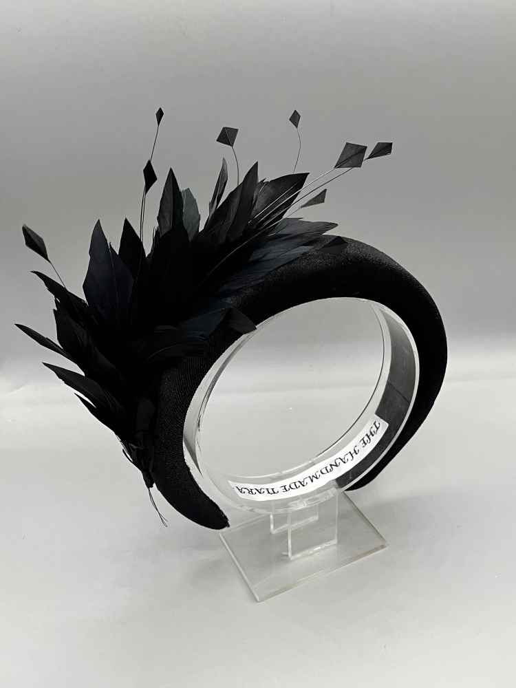 Black feather fascinator Headband