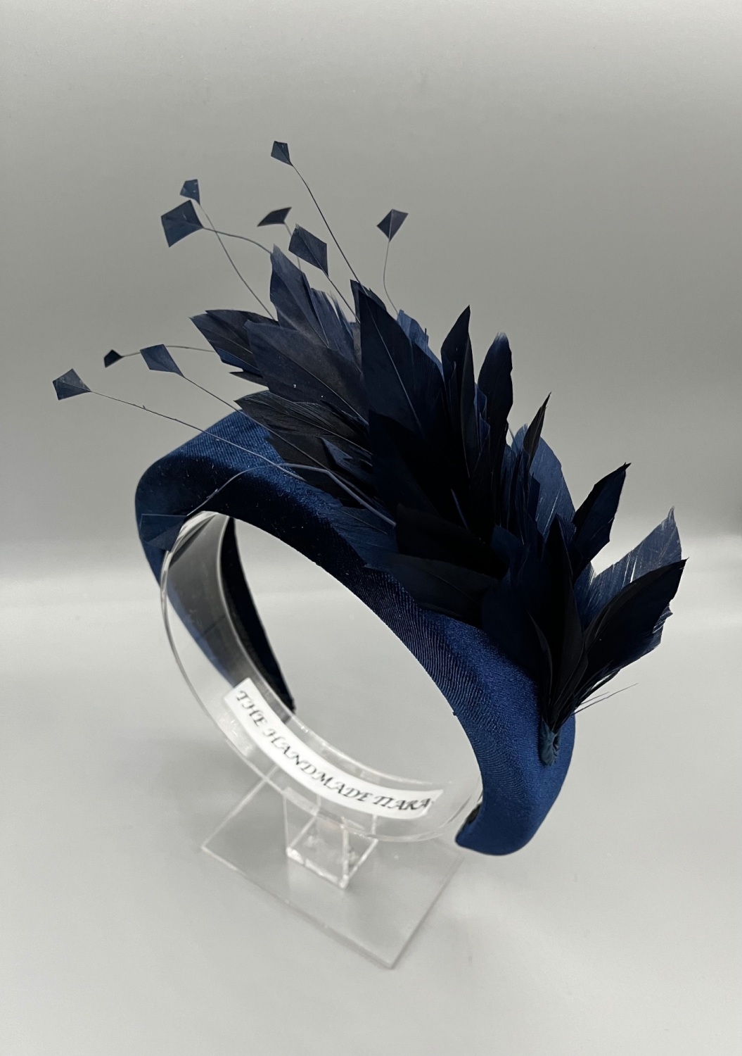 Navy feather fascinator Headband