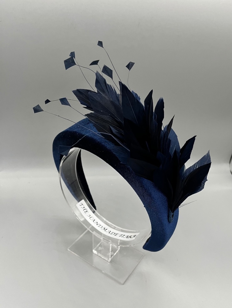 Navy feather fascinator Headband