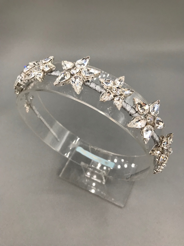 Silver Stars bridal tiara, side tiara headband.