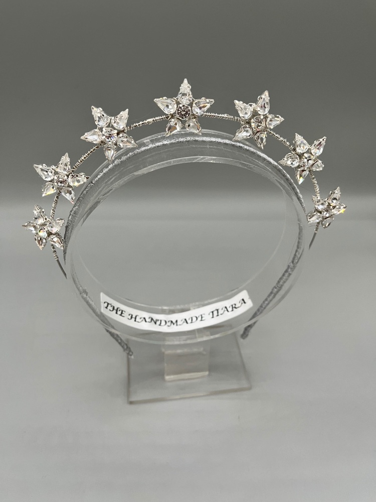 Silver Stars bridal tiara, halo crown.petite