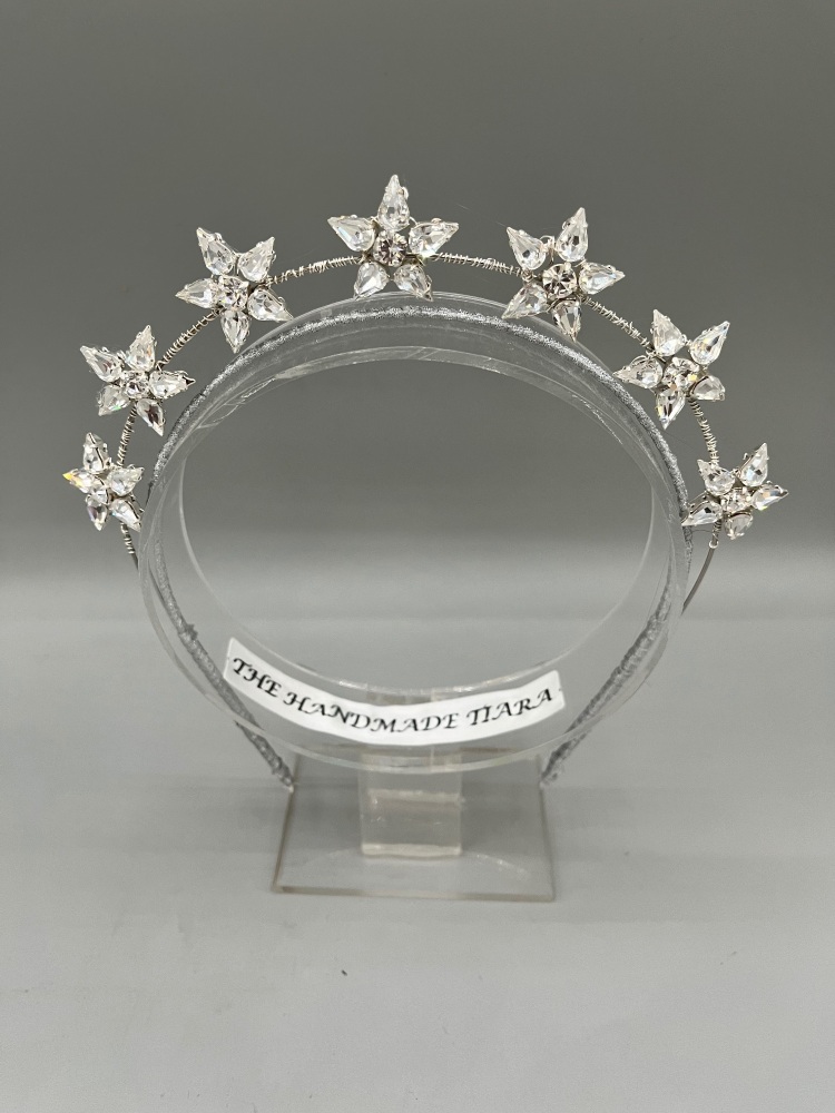 Silver Stars bridal tiara, halo crown.petite