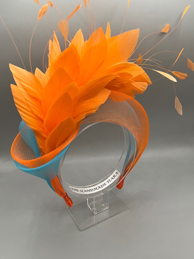 Baby blue fascinator  feather knot Headband