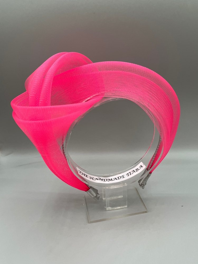 Neon pink fascinator knot Headband