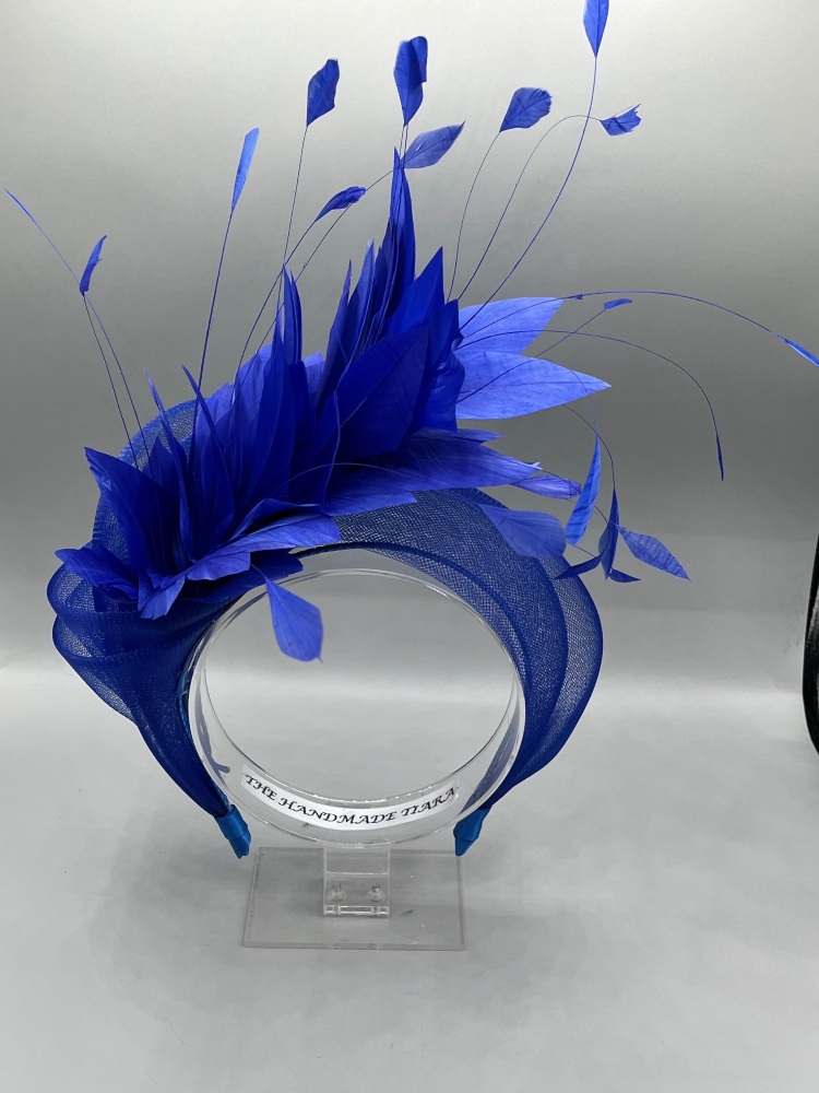 Royal Blue fascinator  feather knot Headband