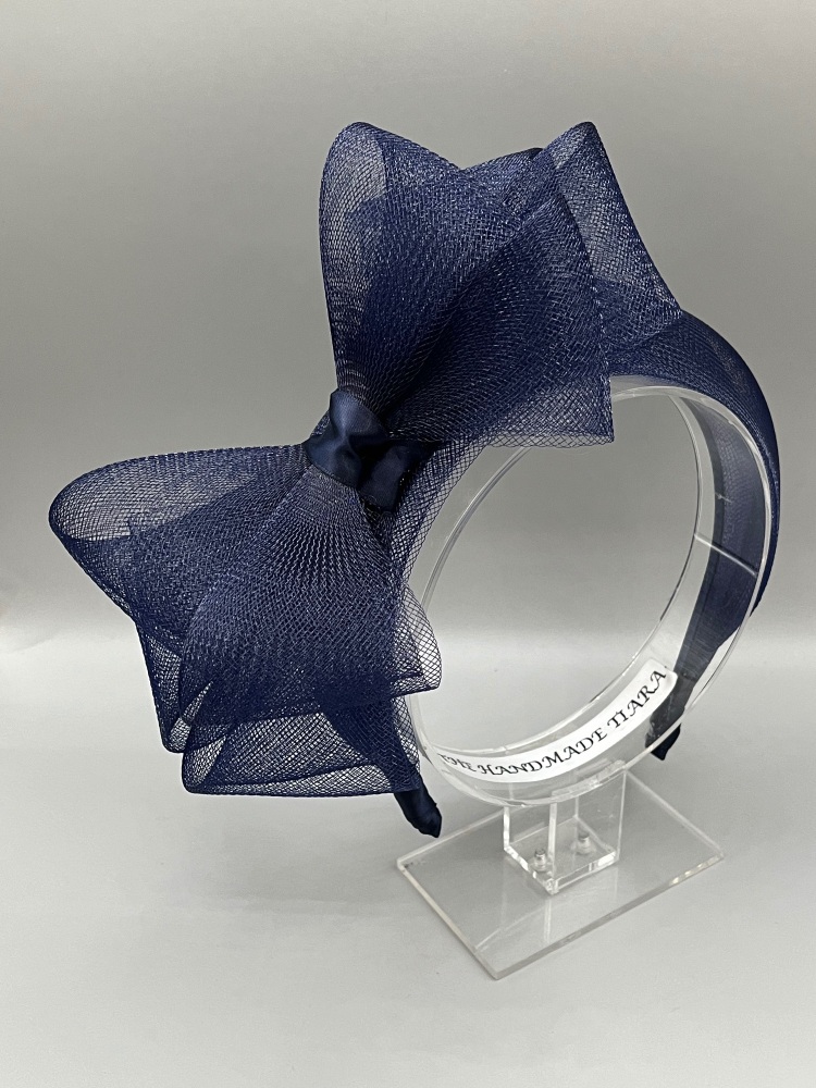 NAVY  bow halo fascinator  Headband
