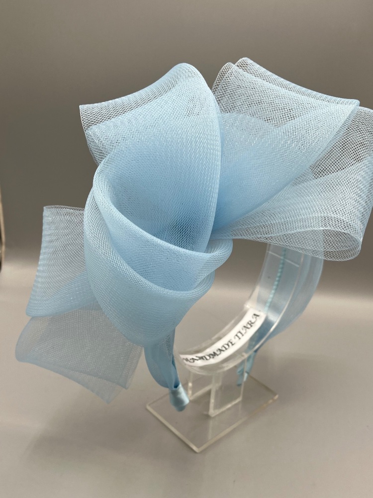 Baby blue fascinator  knot Headband