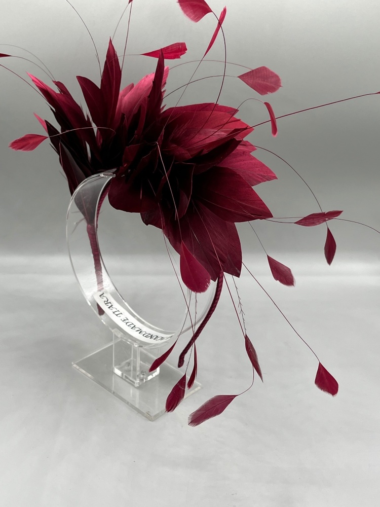 Burgundy Feather headband