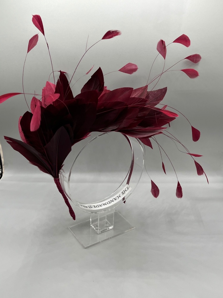 Burgundy Feather headband