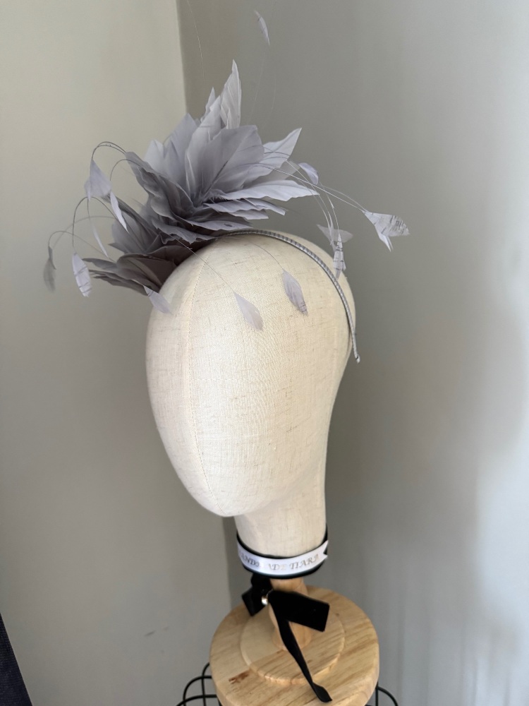 Silver grey Feather headband