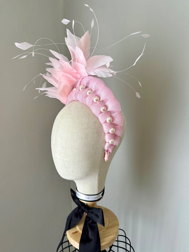 Light Pink Feather headband fascinator