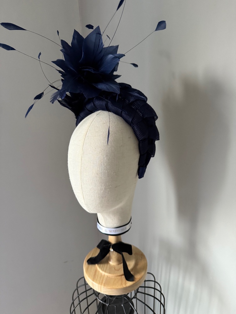 NAVY feather crown fascinator