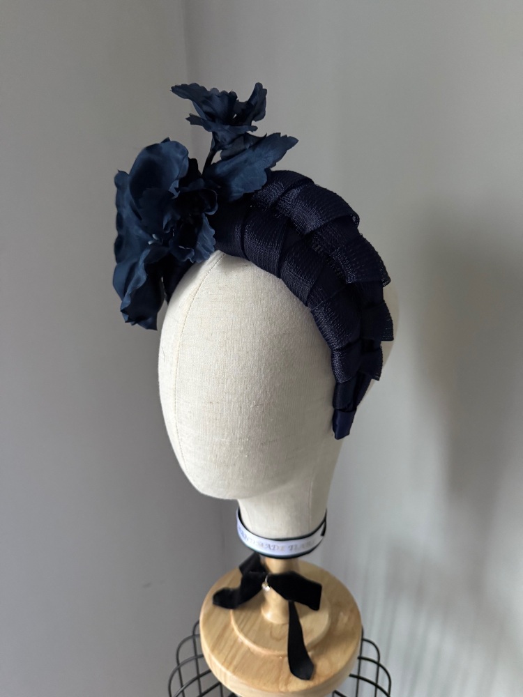 NAVY fascinator with a silk flower