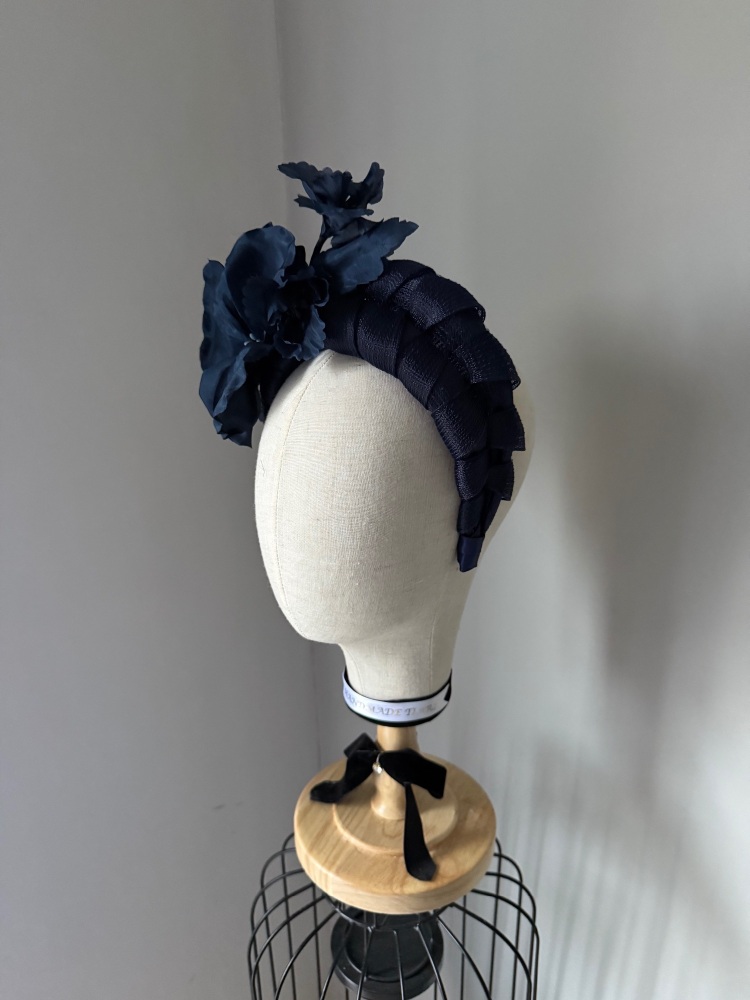 NAVY fascinator with a silk flower