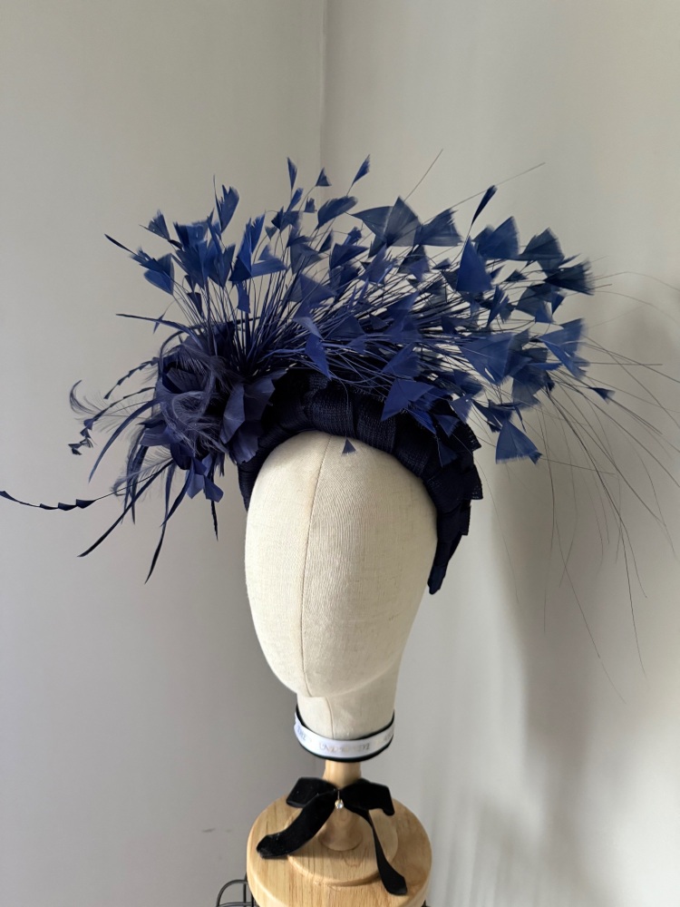 NAVY feather crown fascinator