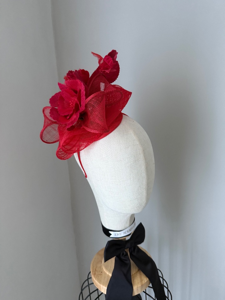 Red velvet flower fascinator