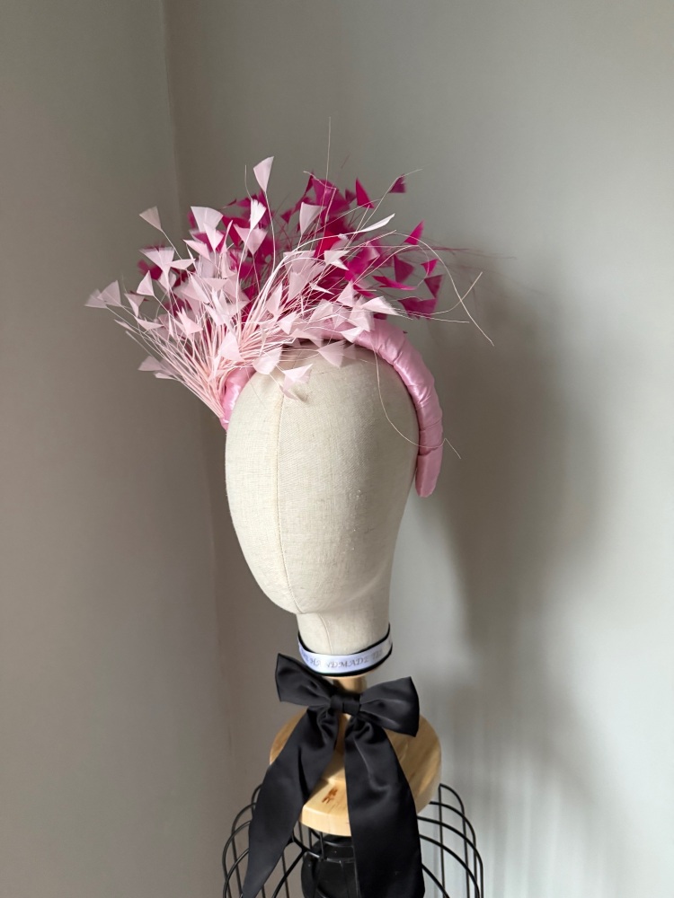 Cerise Pink mix Feather  fascinator