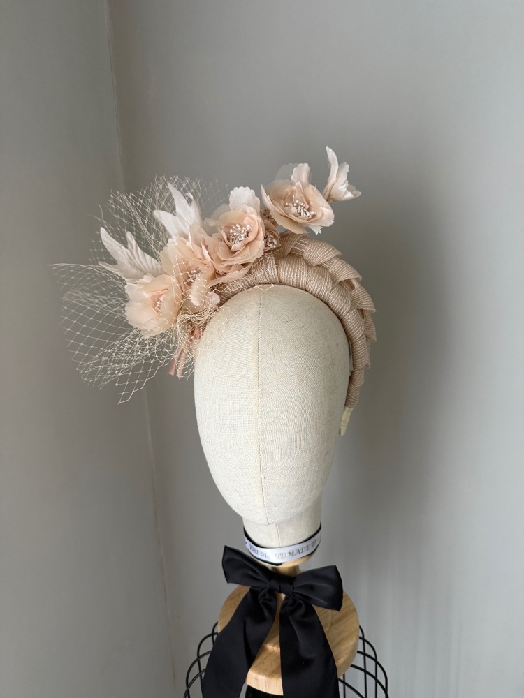 Beige Nude Flower headband fascinator