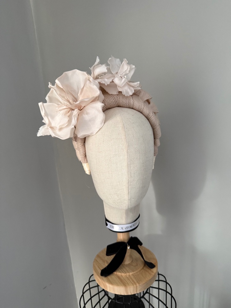 Beige Nude silk Flower headband fascinator
