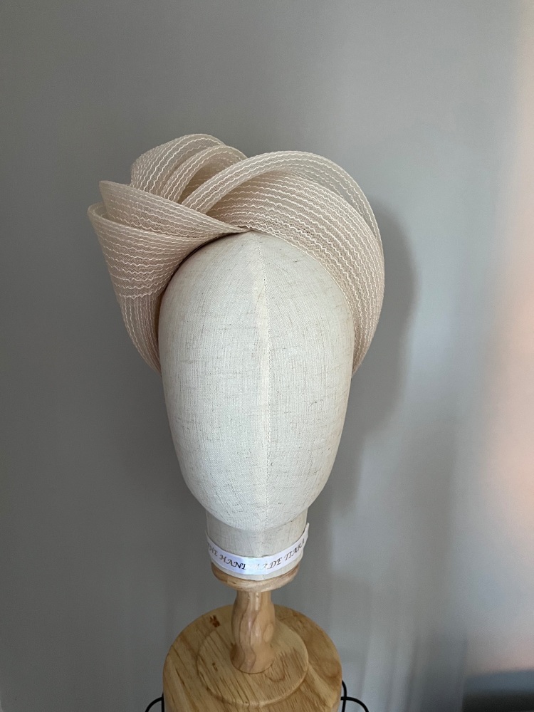 Beige Nude knot turban headband fascinator