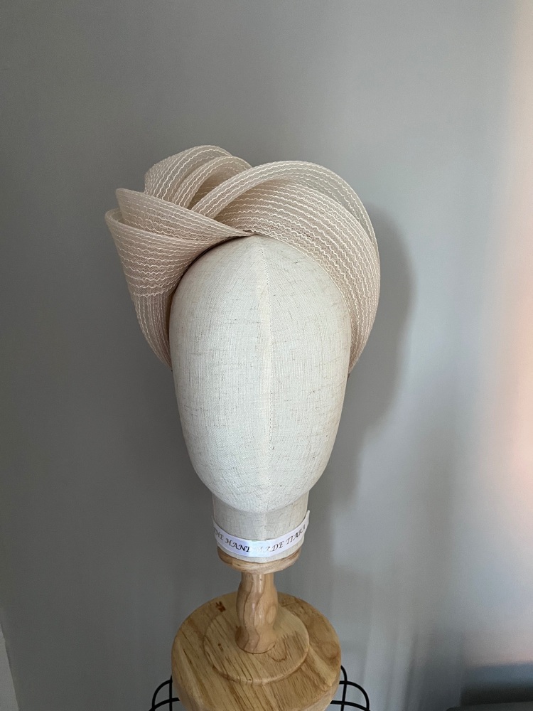 Beige Nude knot turban headband fascinator