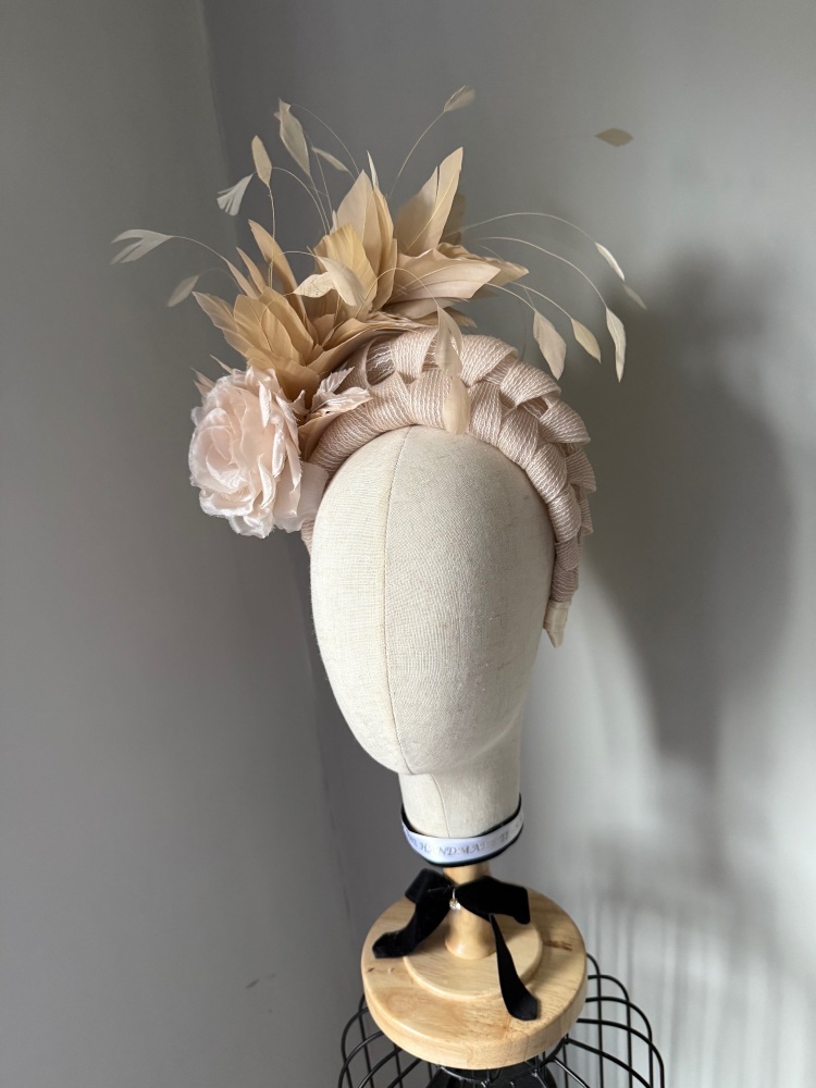 Beige Nude fascinator Flower headband