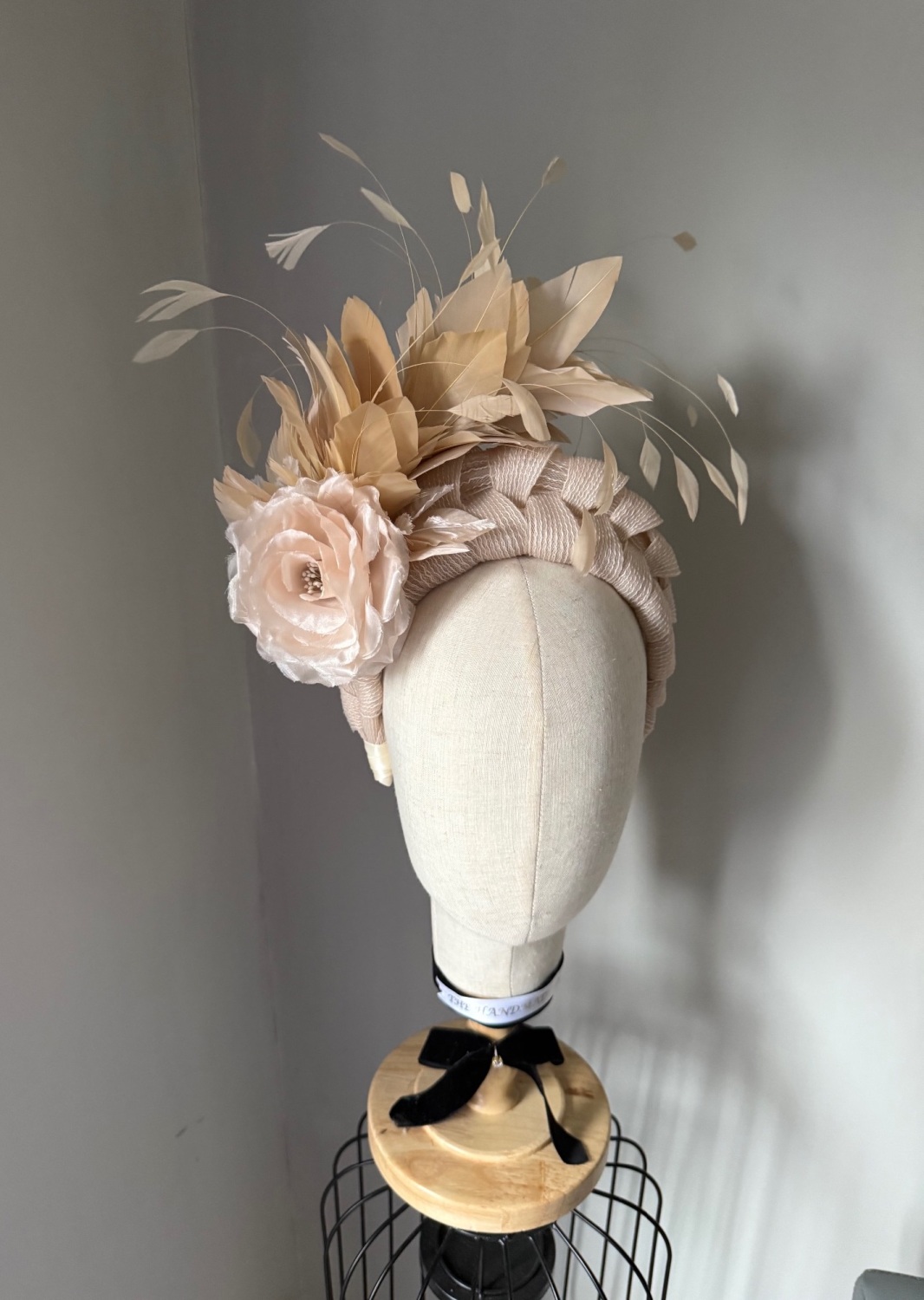 Beige Nude silk Flower headband fascinator