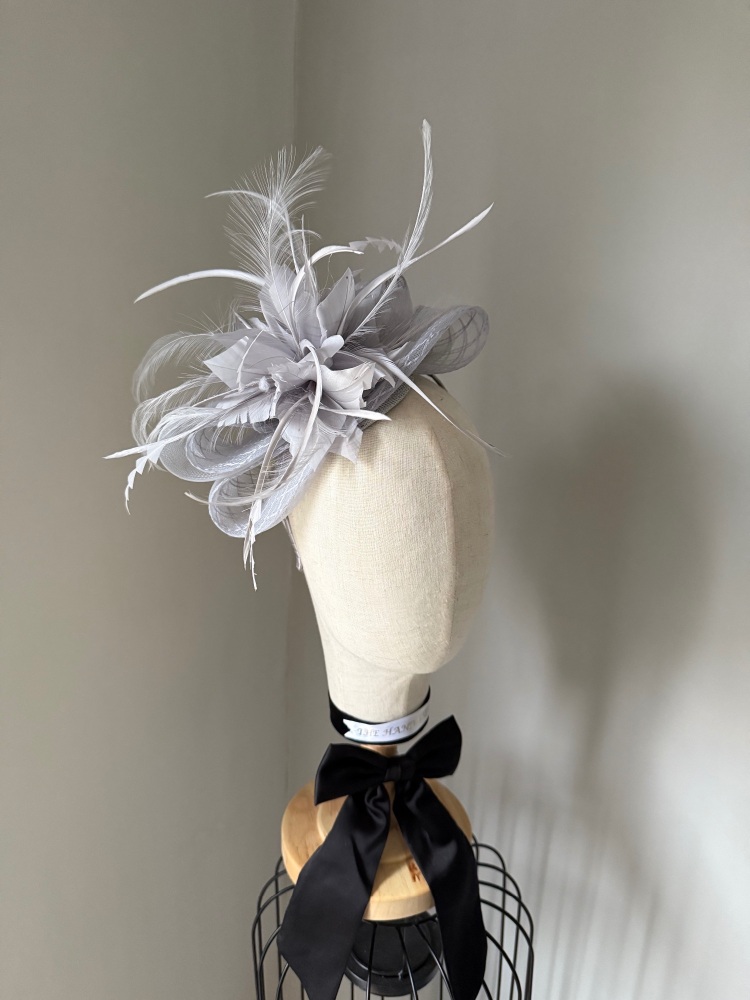 Silver grey mini hat fascinator