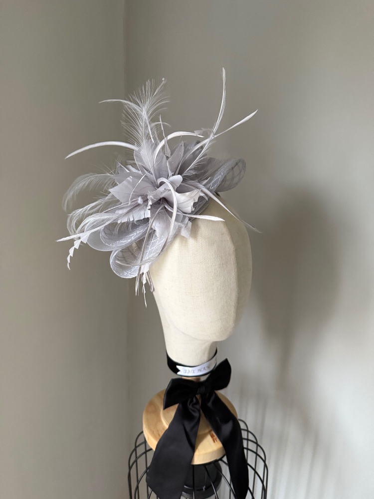 Silver grey mini hat fascinator
