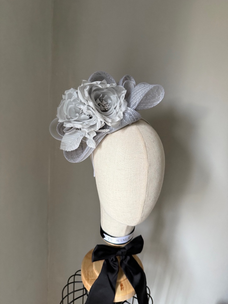 Silver grey mini hat fascinator