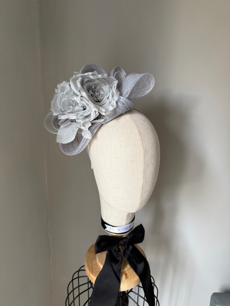 Silver grey mini hat fascinator