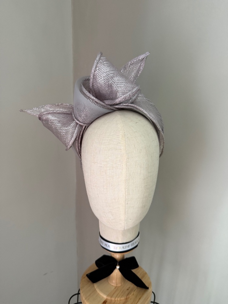 Silver grey feather fascinator