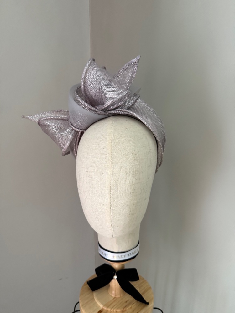 Silver grey feather fascinator