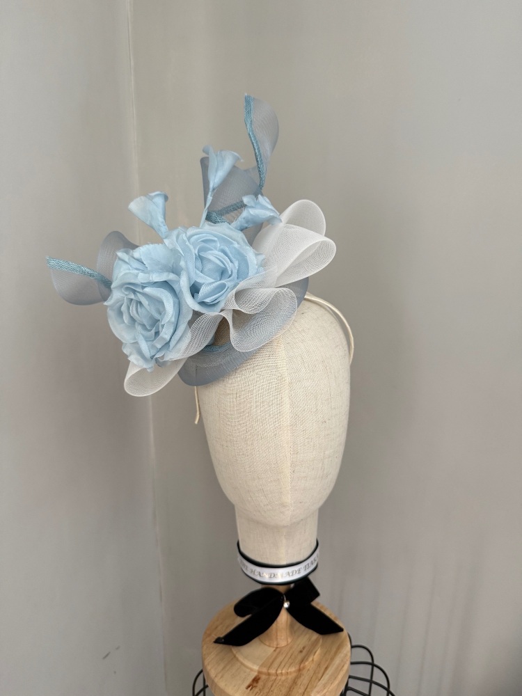 Light blue Flower headband mini hat