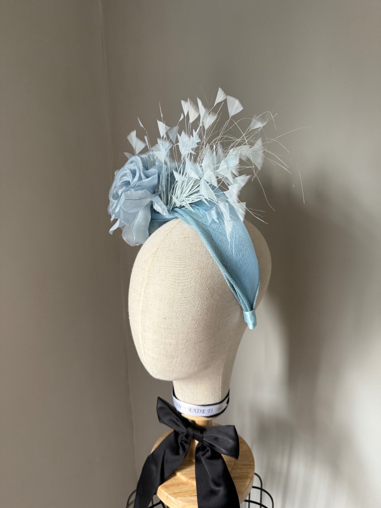 Light Blue Rose Feather Fascinator