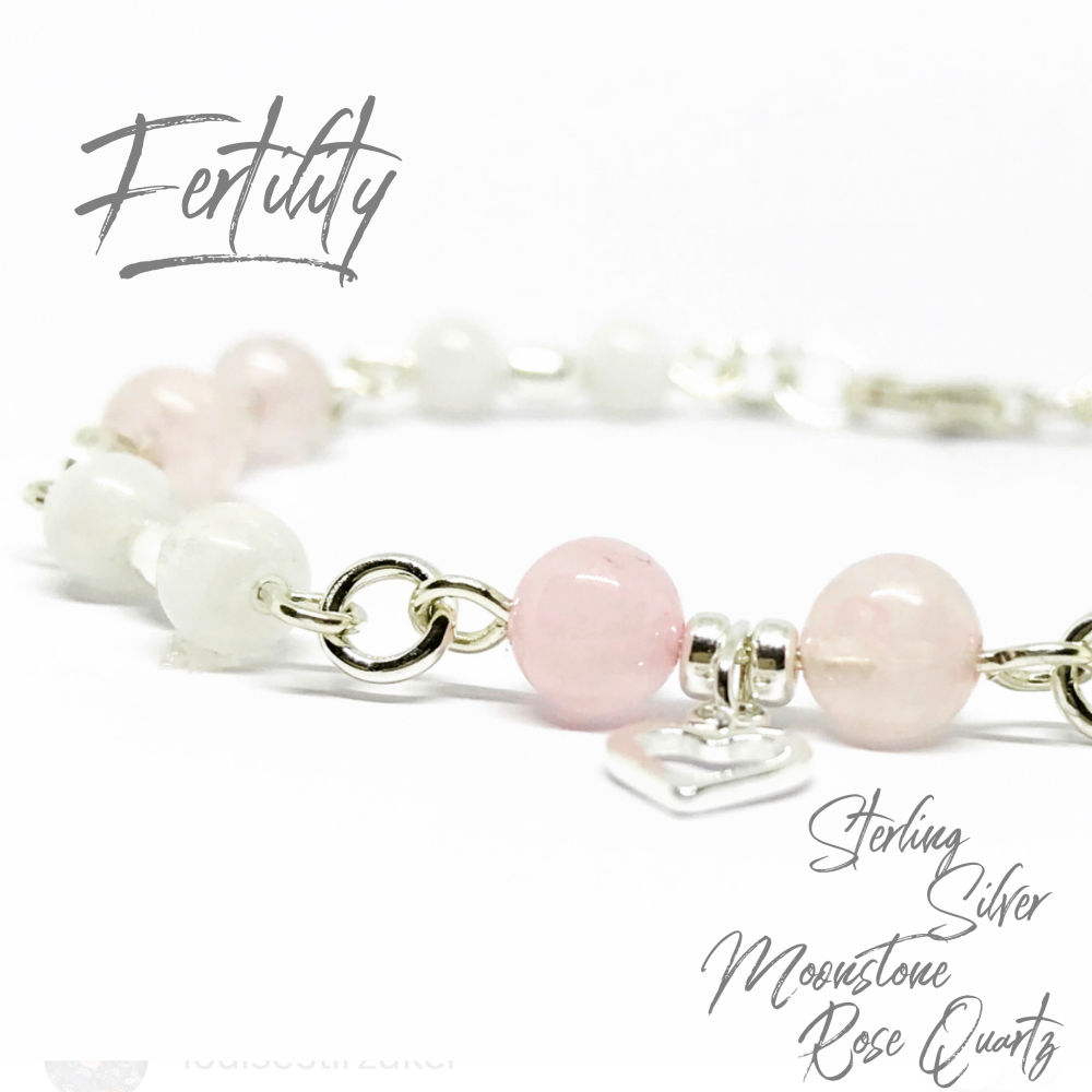 Moonstone & Rose Quartz Sterling Silver Bracelet