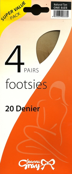 Joanna Grey 20 Denier Footsies in Natural Tan 4 pack