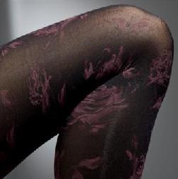 Gipsy Rose Tattoo Tights Black with Damson Roses