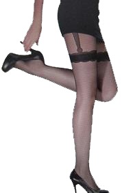 Sheer Tights with Lace Top and Suspender design