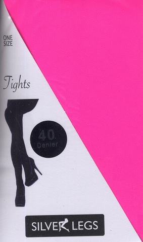 Silver Legs 40 Denier Opaque Tights in Fluorescent Pink