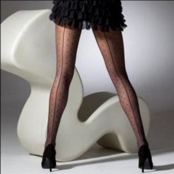 Gipsy Spotted Seamed Sheer Tights in Black
